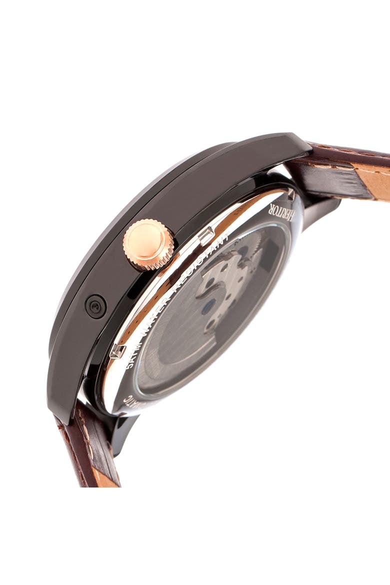 Sebastian Semi-Skeleton Automatic Watch, Alternate, color, Brown