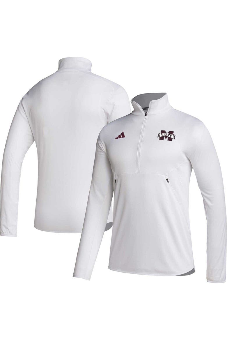 Men's adidas White Mississippi State Bulldogs 2023 Sideline AEROREADY Half-Zip Top, Main, color, White