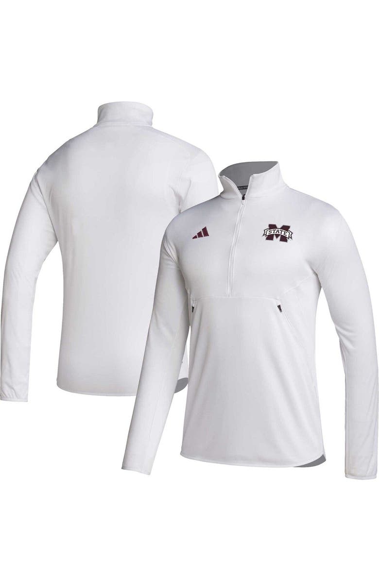 adidas Men's adidas White Mississippi State Bulldogs 2023 Sideline AEROREADY Half-Zip Top, Main, color, White