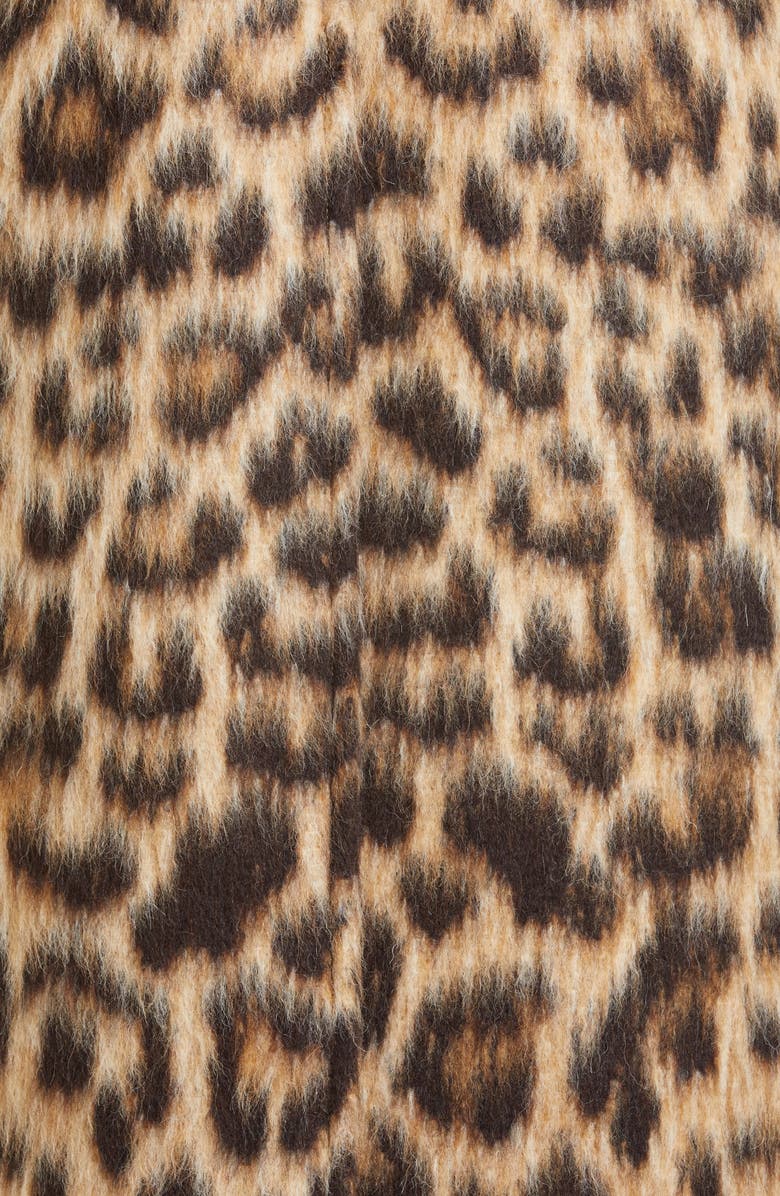 R13 Leopard Print Wool & Alpaca Double Breasted Coat, Alternate, color, 