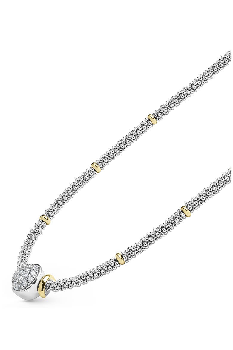 Signature Caviar Two-Tone Oval Caviar Diamond Necklace, Alternate, color, TWO TONE