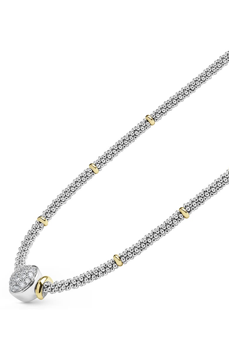 LAGOS Signature Caviar Two-Tone Oval Caviar Diamond Necklace, Alternate, color, Two Tone