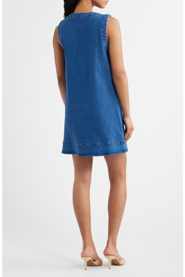 Button-Up Denim Shift Minidress, Alternate, color, MEDIUM INDIGO