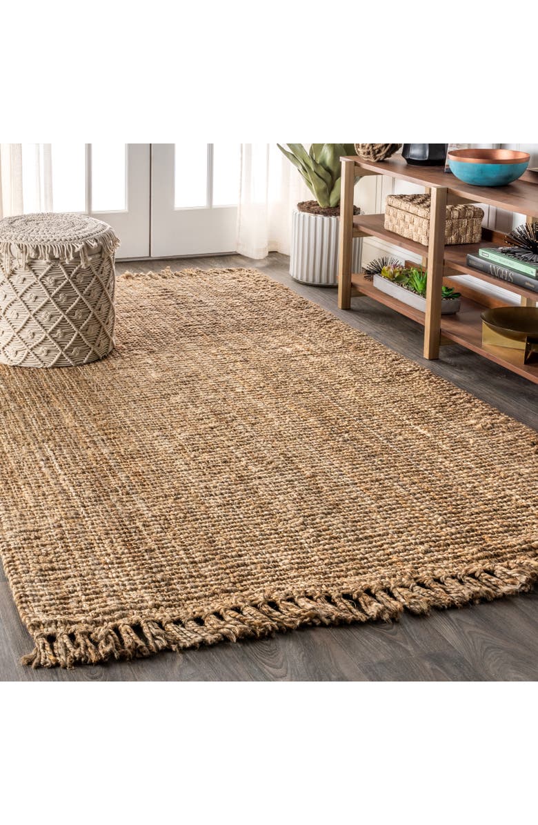 JONATHAN Y Pata Hand Woven Chunky Jute with Fringe Area Rug, Alternate, color, Natural
