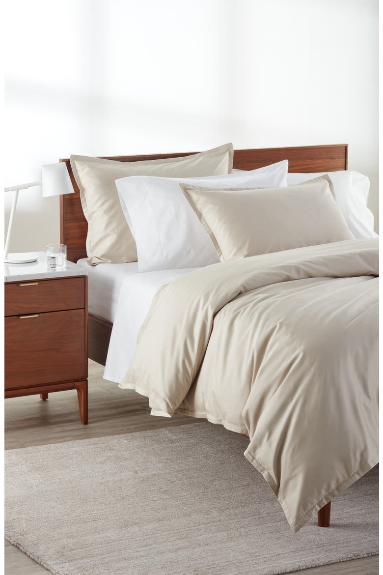400 Thread Count Organic Cotton Sateen Duvet Cover & Shams Set, Alternate, color, BEIGE OATMEAL