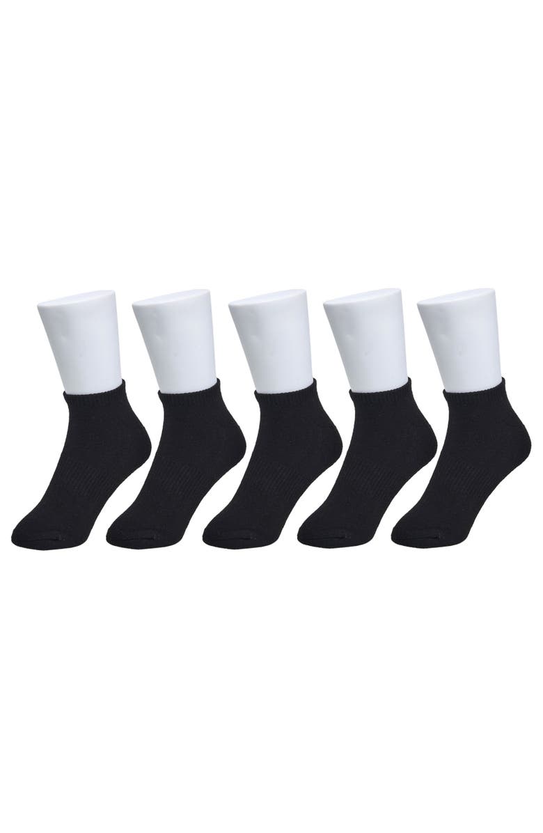 French Connection Organic Cotton Half Cushion Low Cut Sock 5-Pack, Main, color, Black