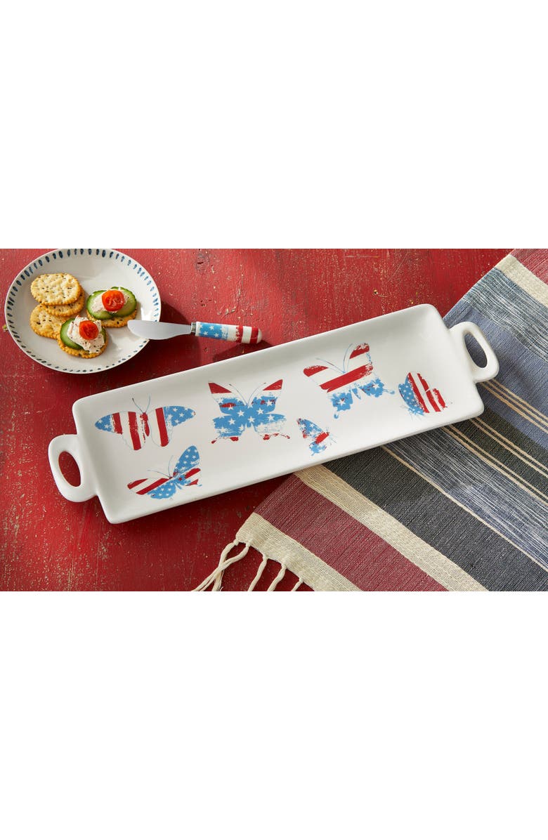 tag Multicolor Butterfly Serving Platters Ceramic Dishwasher Safe, Alternate, color, Multicolored