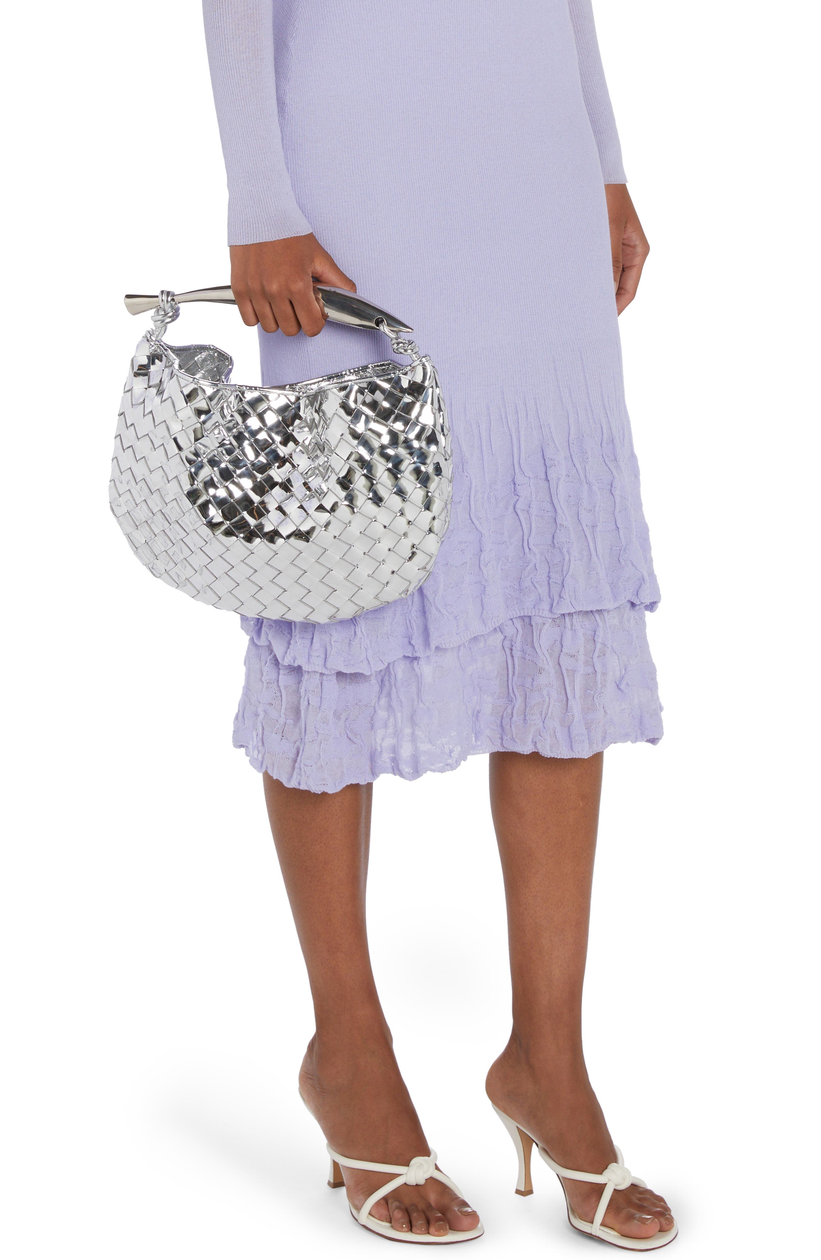 Bottega Veneta Small Sardine Intrecciato Leather Top Handle Bag, Alternate, color, Silver/ Vintage