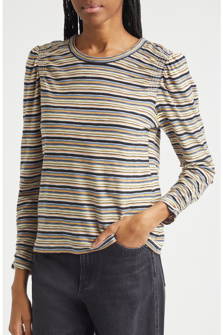 Remus Stripe Ruched Long Sleeve T-Shirt, Alternate, color, VARIEGATED MULTI STRIPE