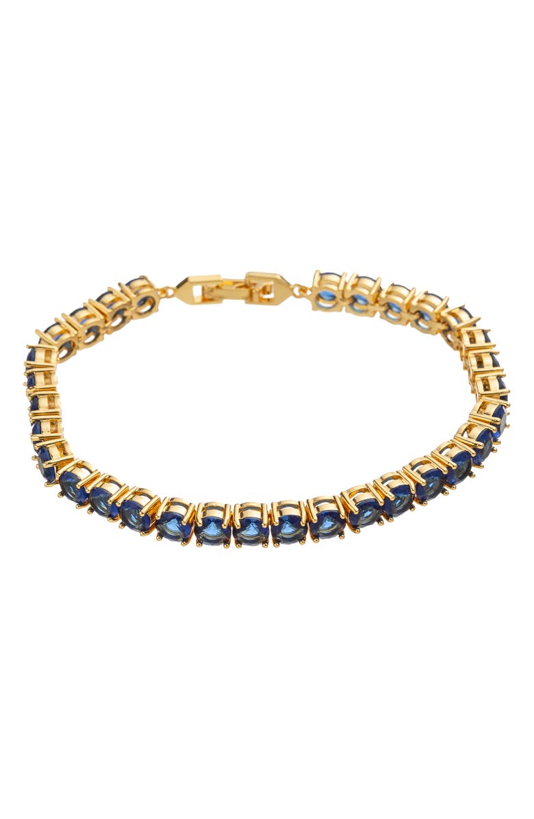 EYE CANDY LOS ANGELES Harper Cubic Zirconia Tennis Bracelet, Main, color, Blue/ Gold