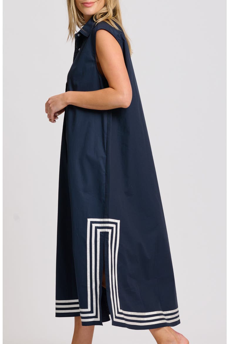 Cassie Sleeveless Cotton Midi Shirtdress, Alternate, color, FRENCH NAVY
