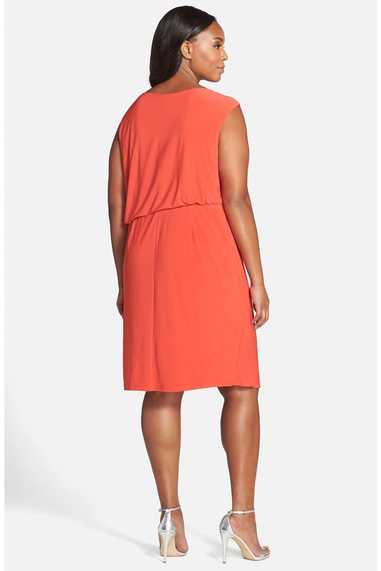 Asymmetrical Jersey Blouson Dress, Alternate, color, FLAME