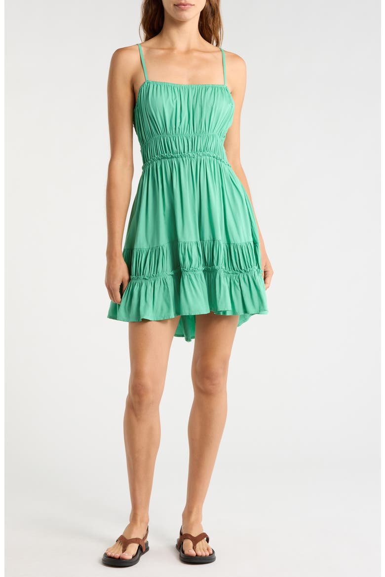 Tiered Ruffle Cover-Up Sundress, Main, color, JADE