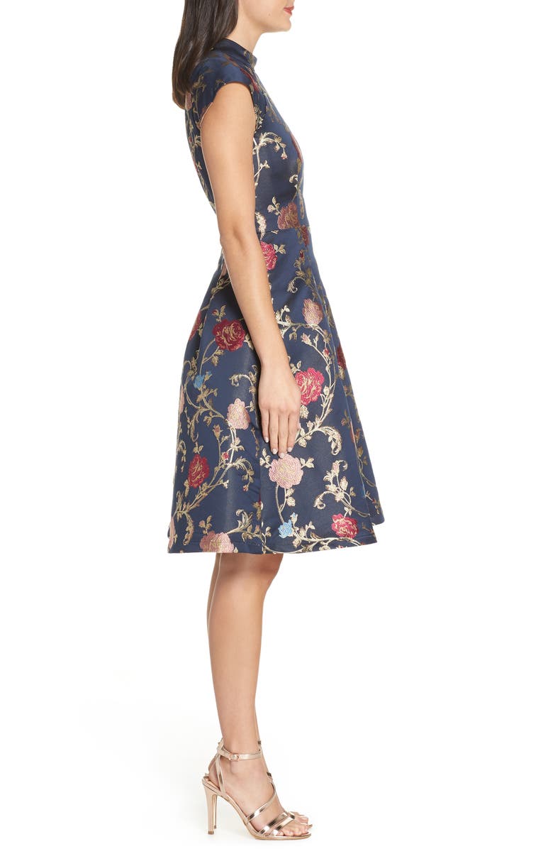 Chi Chi London Floral Print Party Dress, Alternate, color, 