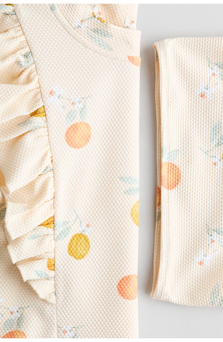H&M Printed Swim Set, Alternate, color, Light Beige/Citrus Fruit