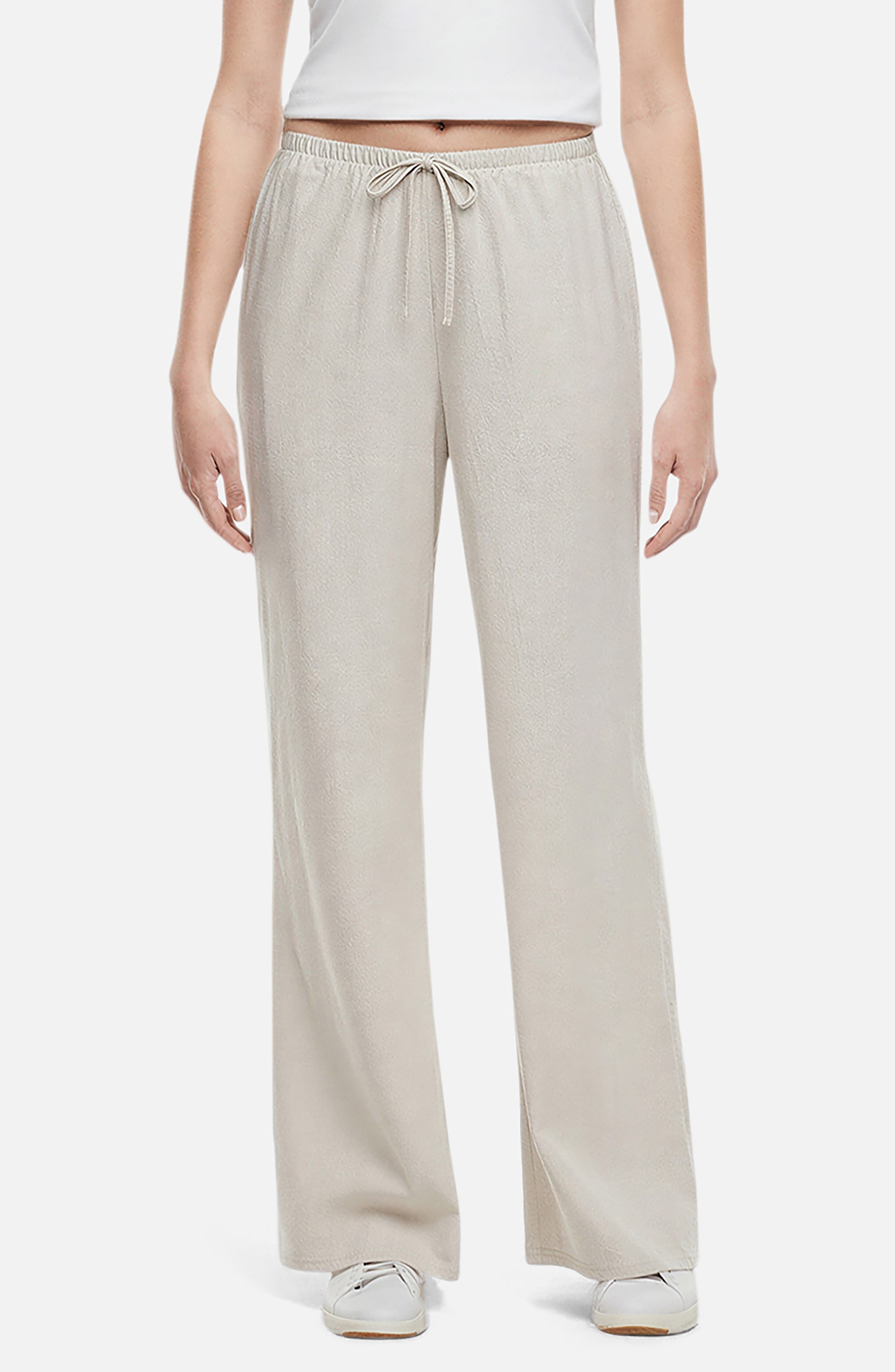 Drawstring Linen Blend Wide Leg Pants - image 3