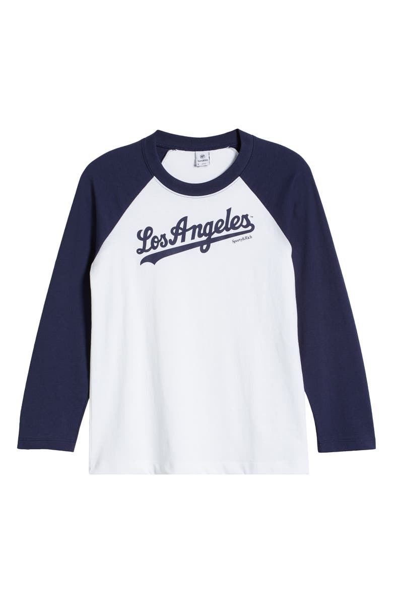 Sporty & Rich Dodgers Serif Graphic Baseball T-Shirt, Alternate, color, White/ Dark Navy