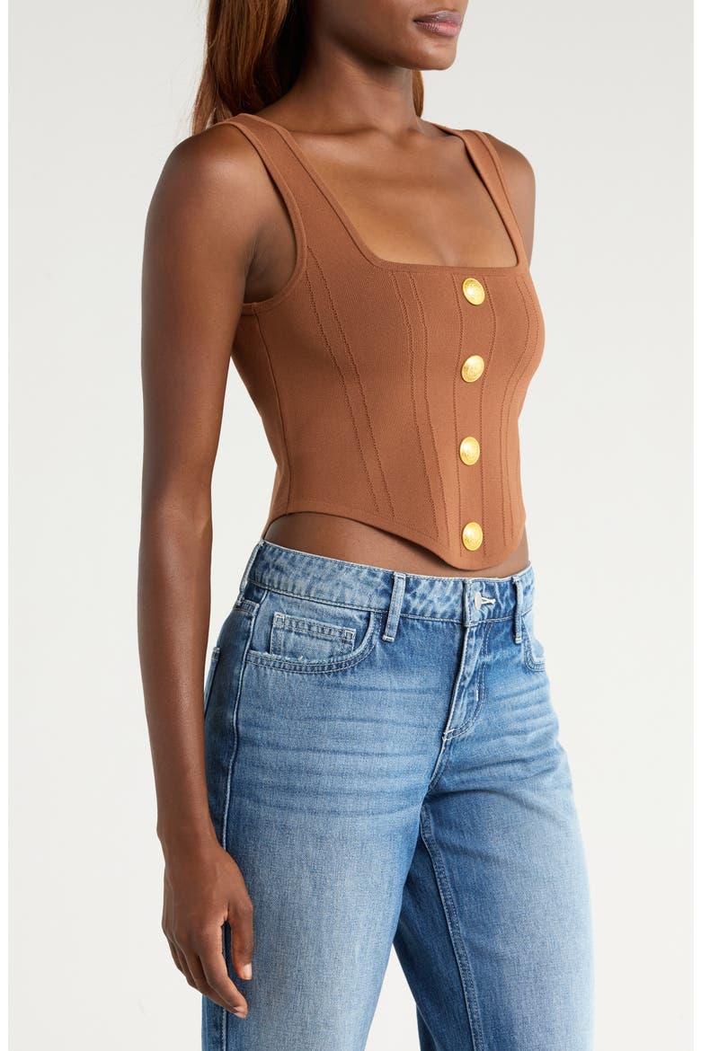 Saga Square Neck Tank, Alternate, color, SEPIA BROWN/ GOLD