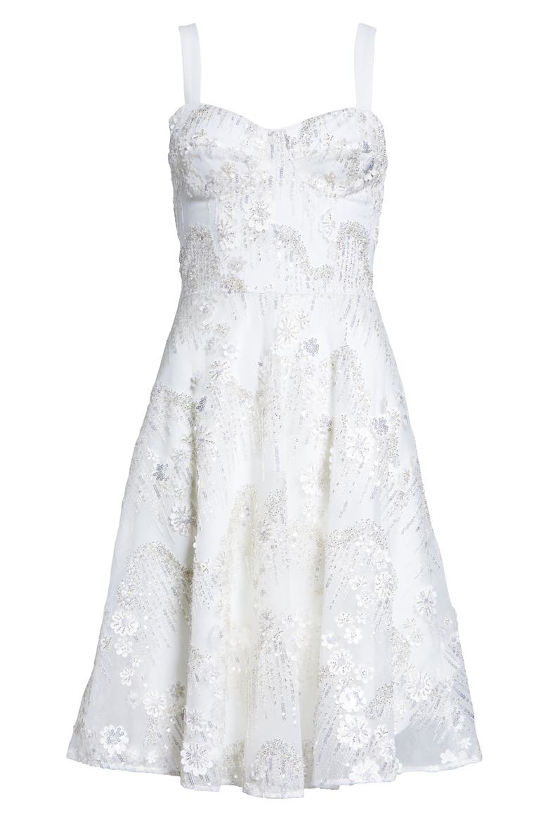 Adelina Sequin Fit & Flare Dress, Alternate, color, WHITE MULTI