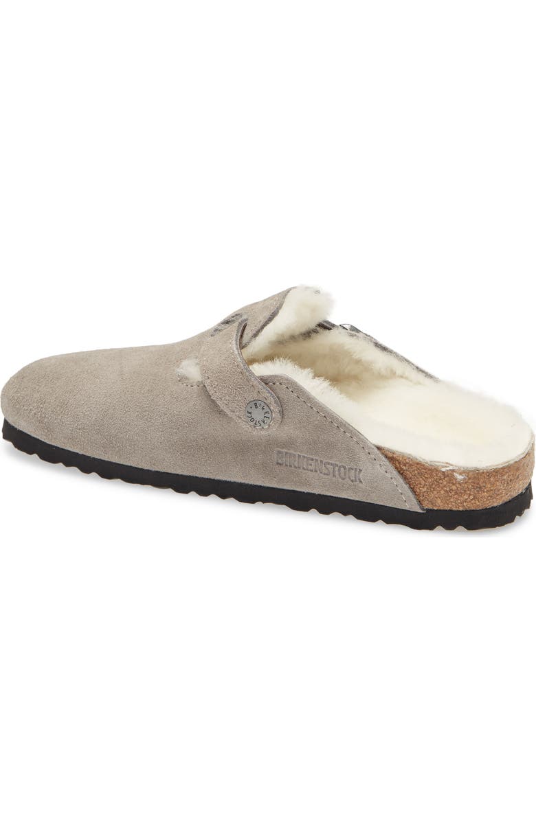 Birkenstock Boston Genuine Shearling Lined Clog, Alternate, color, Stone Coin Suede