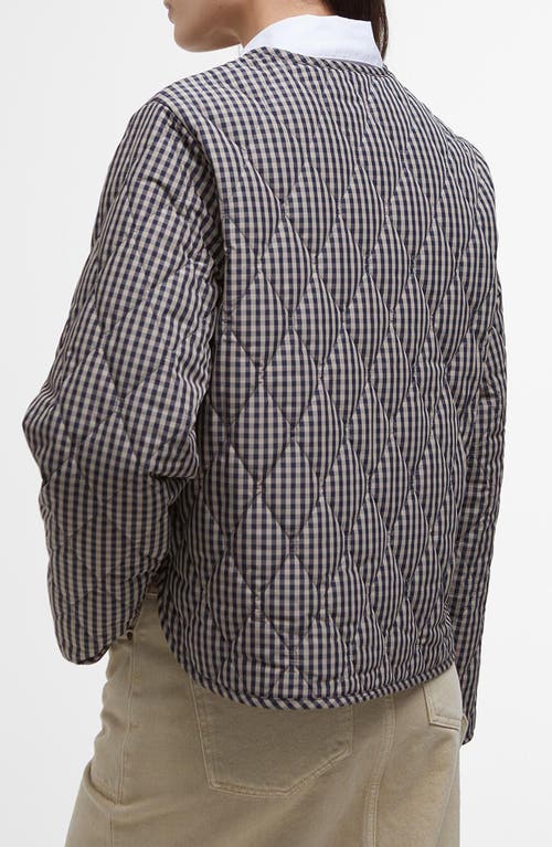 Barbour Check Monroe Quilt Jacket In Navy Sand Gingham