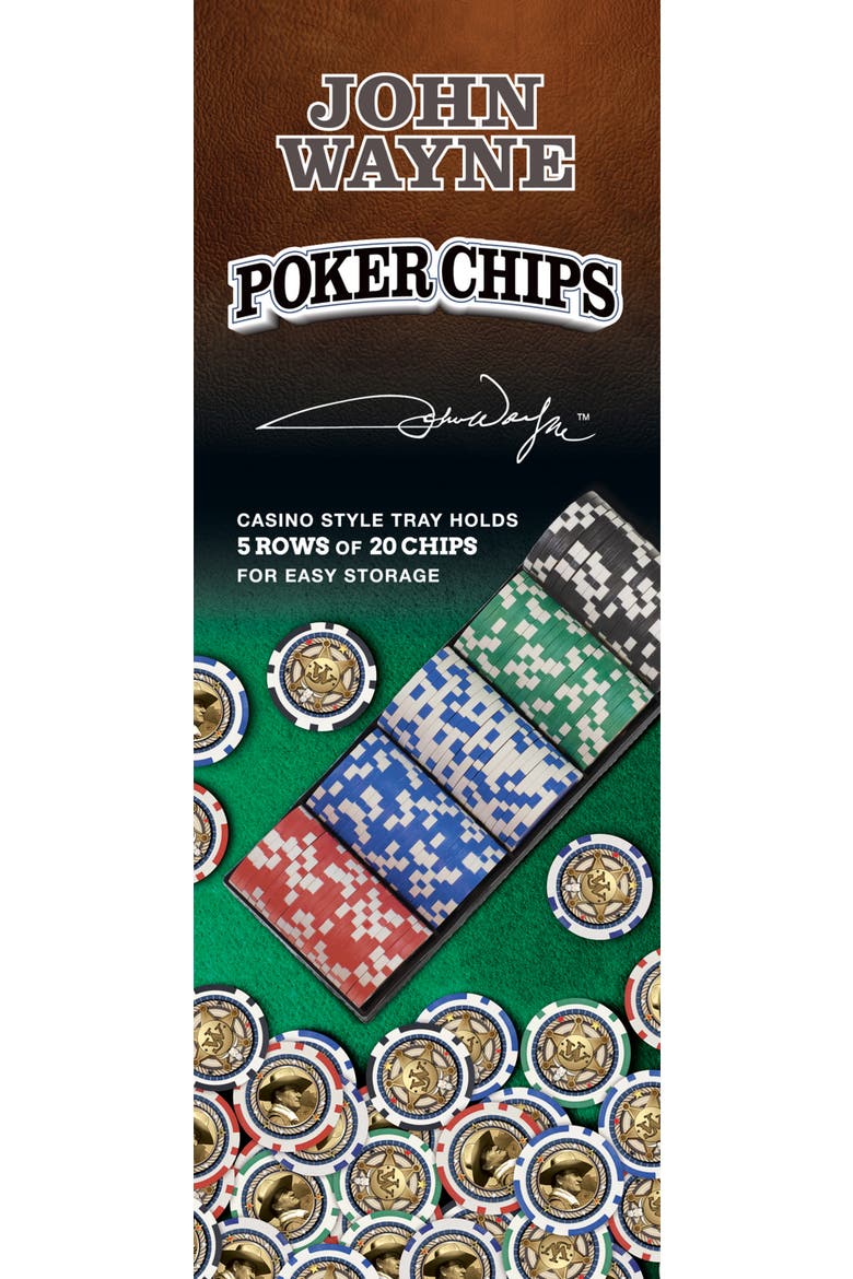 John Wayne 100 Piece Poker Chips, Alternate, color, Multicolor
