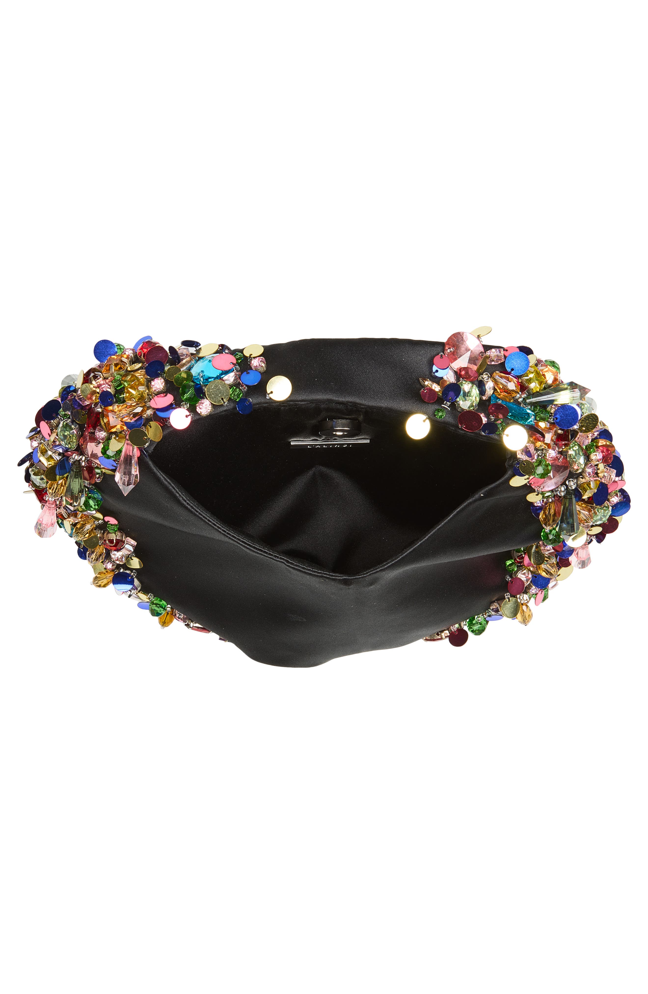 L’alingi Confetti Satin Hobo Bag, Alternate, color, Black N Rainbow