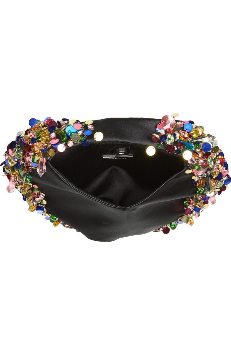 L’alingi Confetti Satin Hobo Bag, Alternate, color, Black N Rainbow