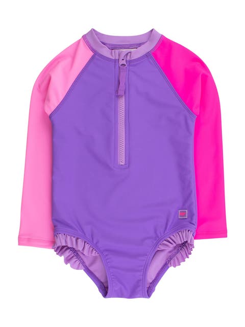 Girls UPF50+ Sun Protection Long Sleeve Rash Guard One Piece