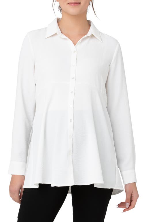 Ripe Maternity Tina Maternity/Nursing Peplum Shirt in White at Nordstrom, Size Small