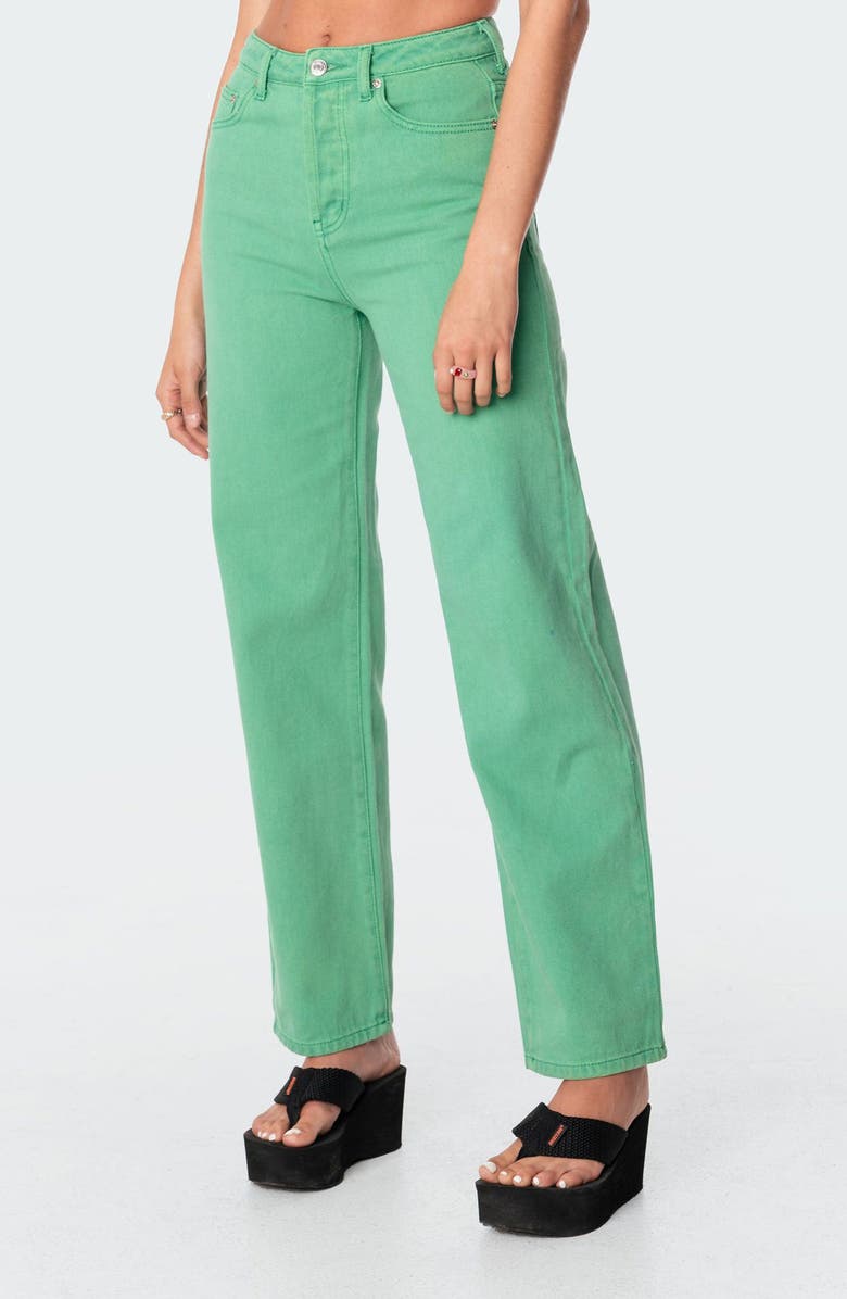 EDIKTED Willa High Waist Wide Leg Jeans, Alternate, color, Green