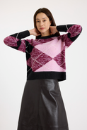 Brodie Pure Cashmere Argyle Crew Neck 100% Cashmere Sweater