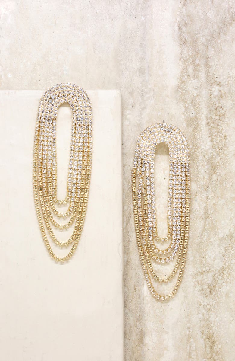 Ettika Crystal Chandelier Earrings, Alternate, color, Gold