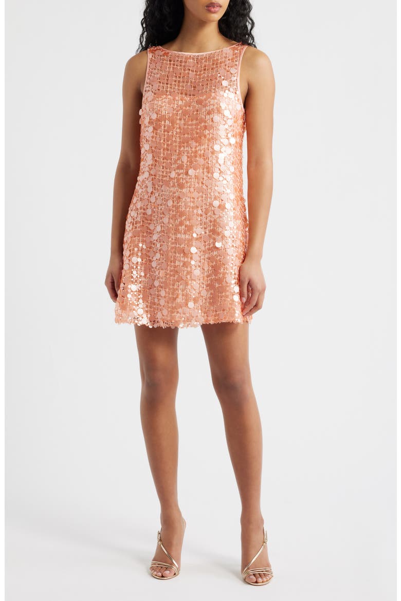 Kitty Paillette Sequin Minidress, Main, color, BLUSH