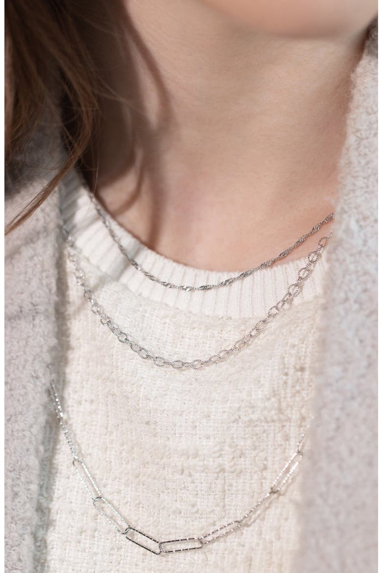 18k Gold Plated Sterling Silver Long Sinai Chain Adjustable Clip Necklace Gift Idea, Alternate, color, Silver