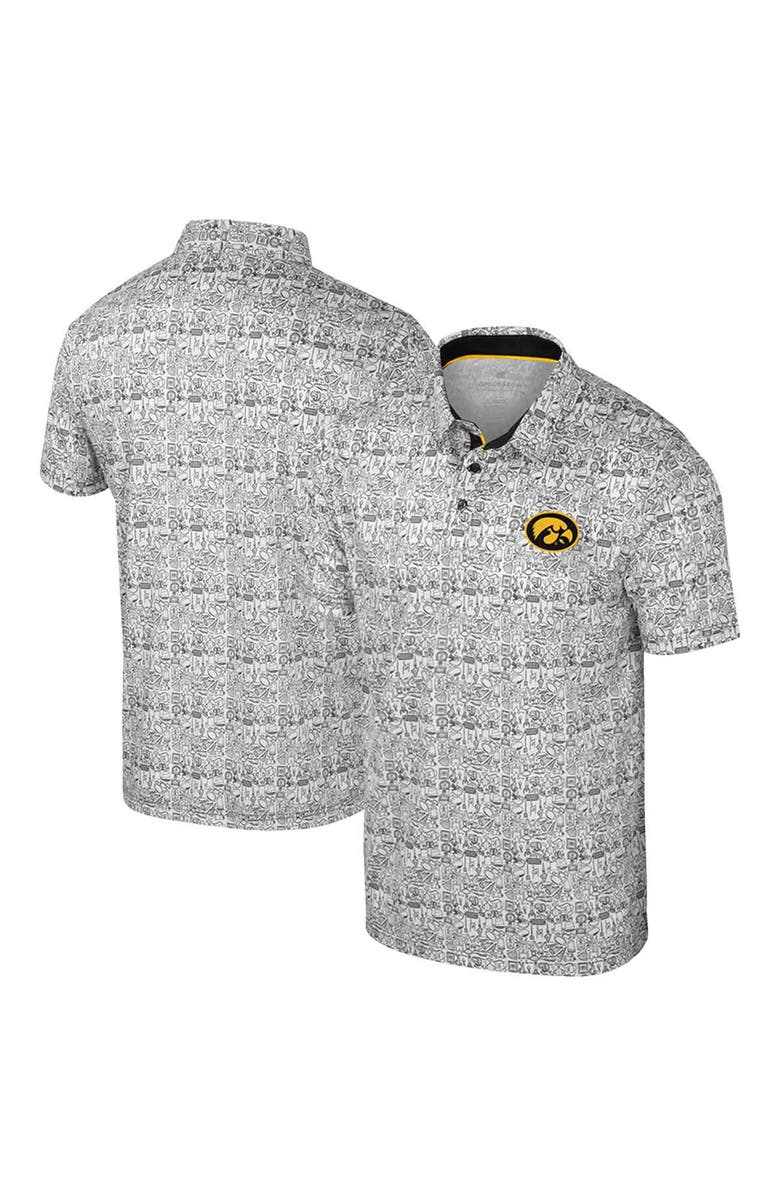 COLOSSEUM Men's Colosseum Black/White Iowa Hawkeyes Big & Tall Allover Polo, Main, color, Black