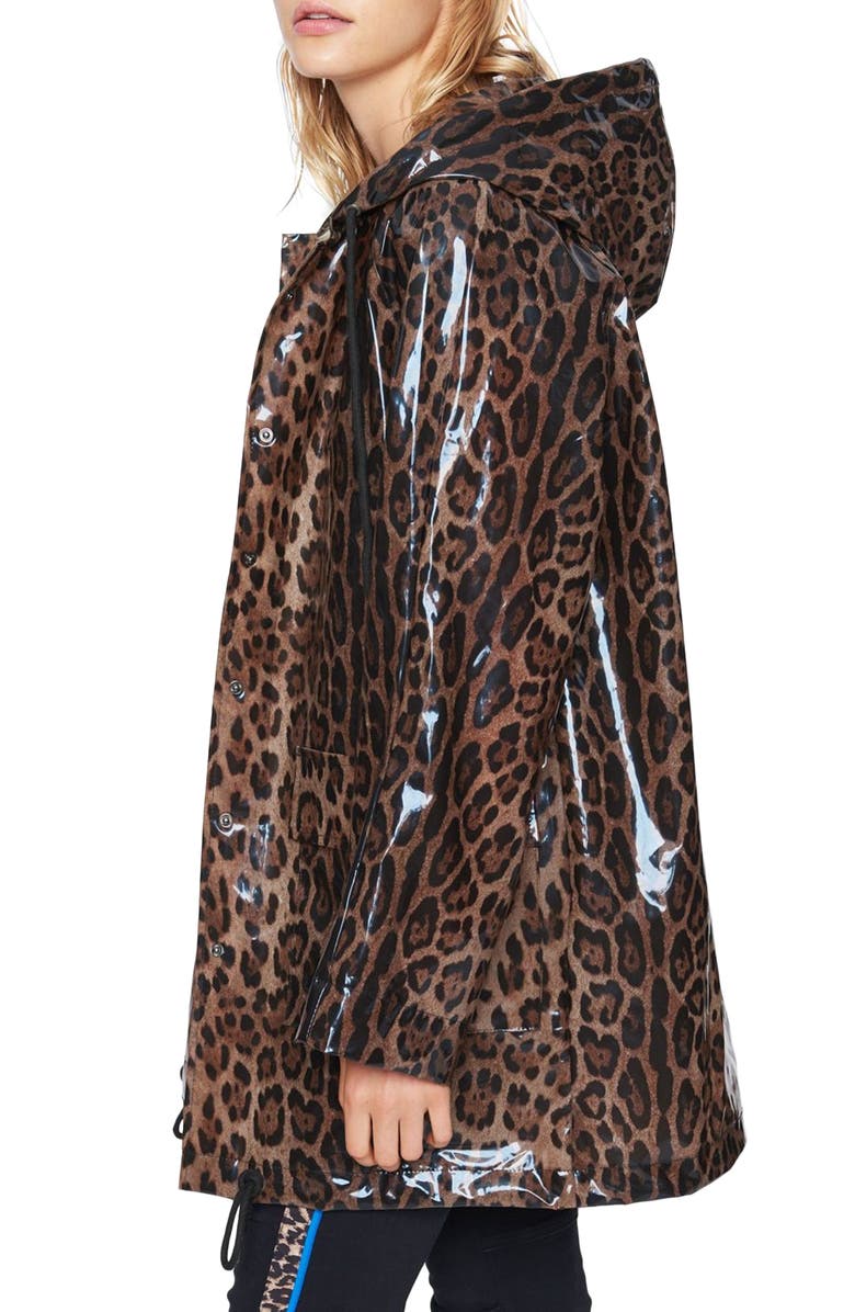 Pam & Gela Leopard Print Raincoat, Alternate, color,