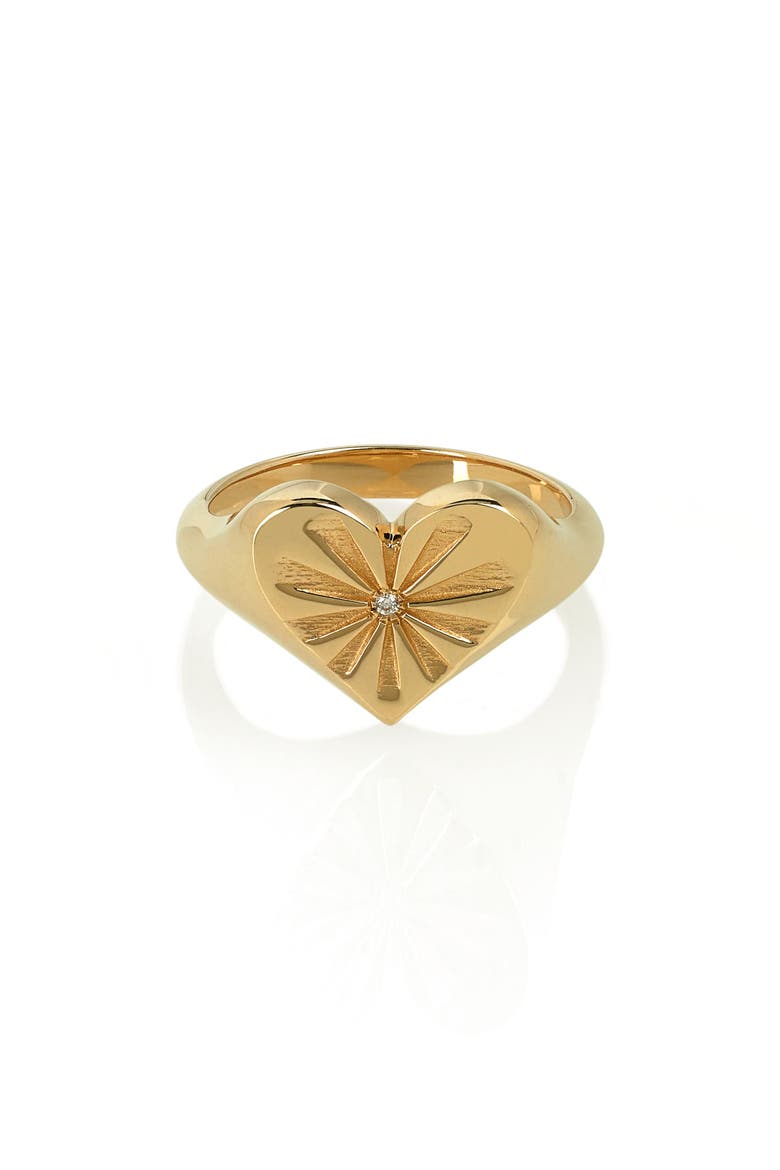 Heart Pinky Ring, Main, color, YELLOW GOLD