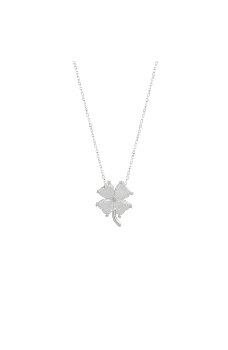 Spero London Four Leaf Clover Sterling Silver Necklace - White, Main, color, Silver