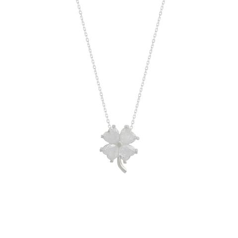 Four Leaf Clover Sterling Silver Necklace - White