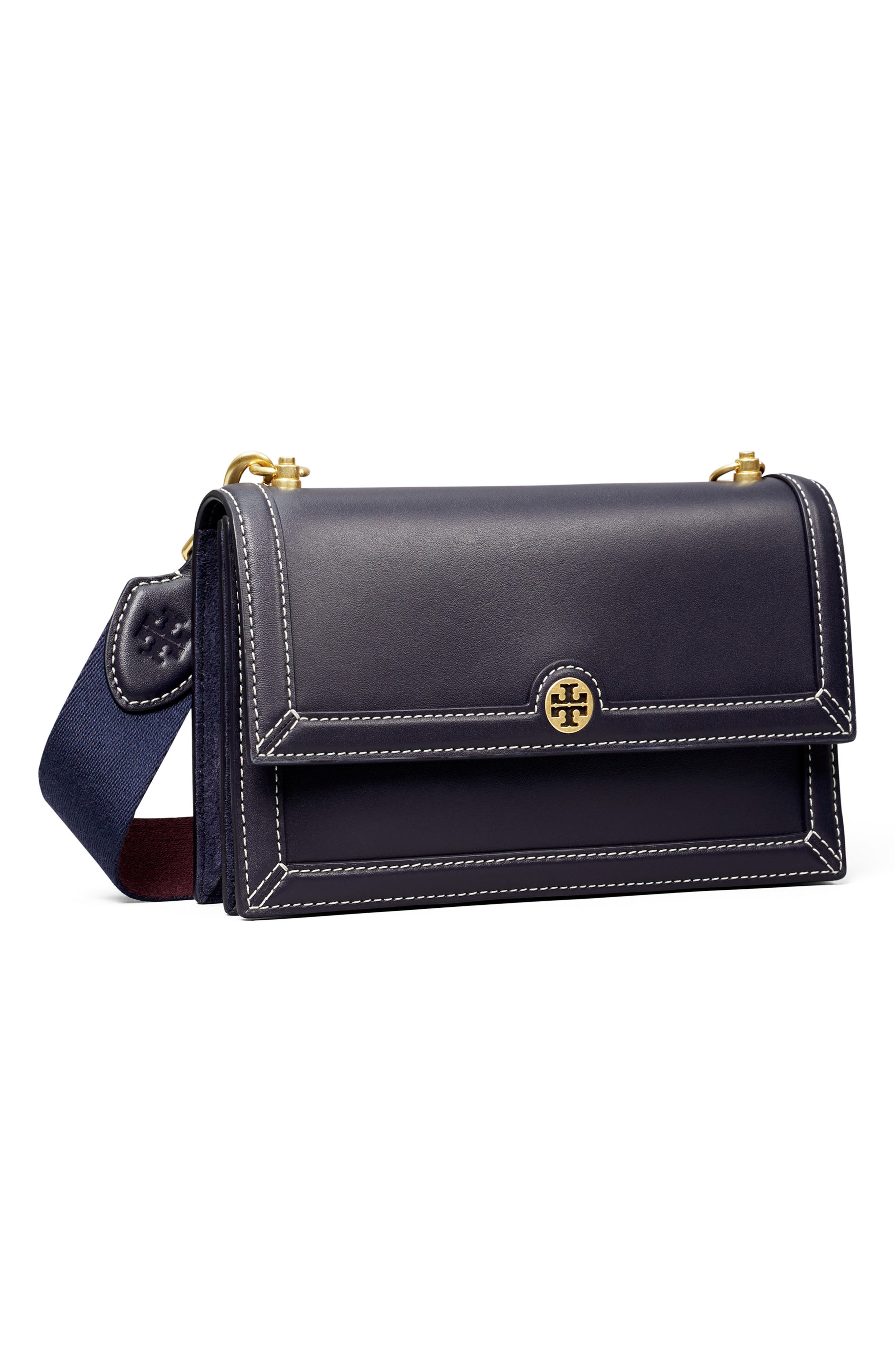 T Monogram Leather Mini Shoulder Bag, Alternate, color, MIDNIGHT