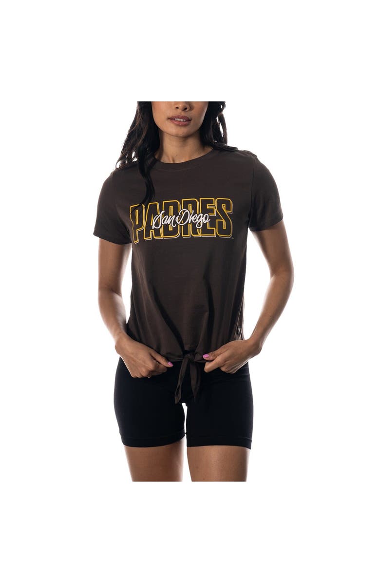 THE WILD COLLECTIVE Women's The Wild Collective Brown San Diego Padres Twist Front T-Shirt, Alternate, color, 