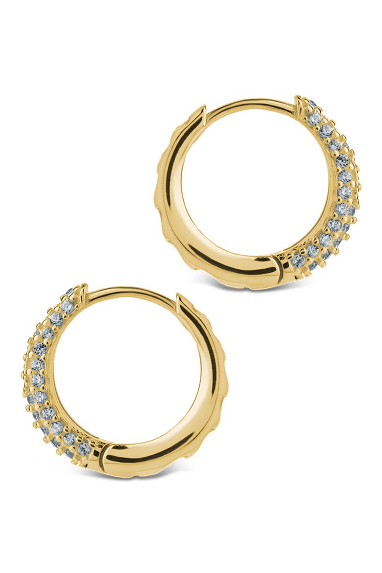 Pavé Cubic Zirconia Huggie Hoop Earrings, Alternate, color, GOLD