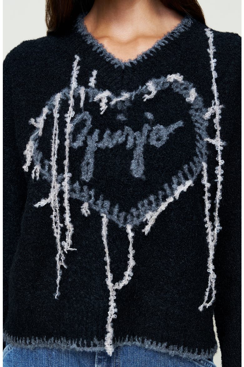 Heart Wool Sweater, Alternate, color, Black