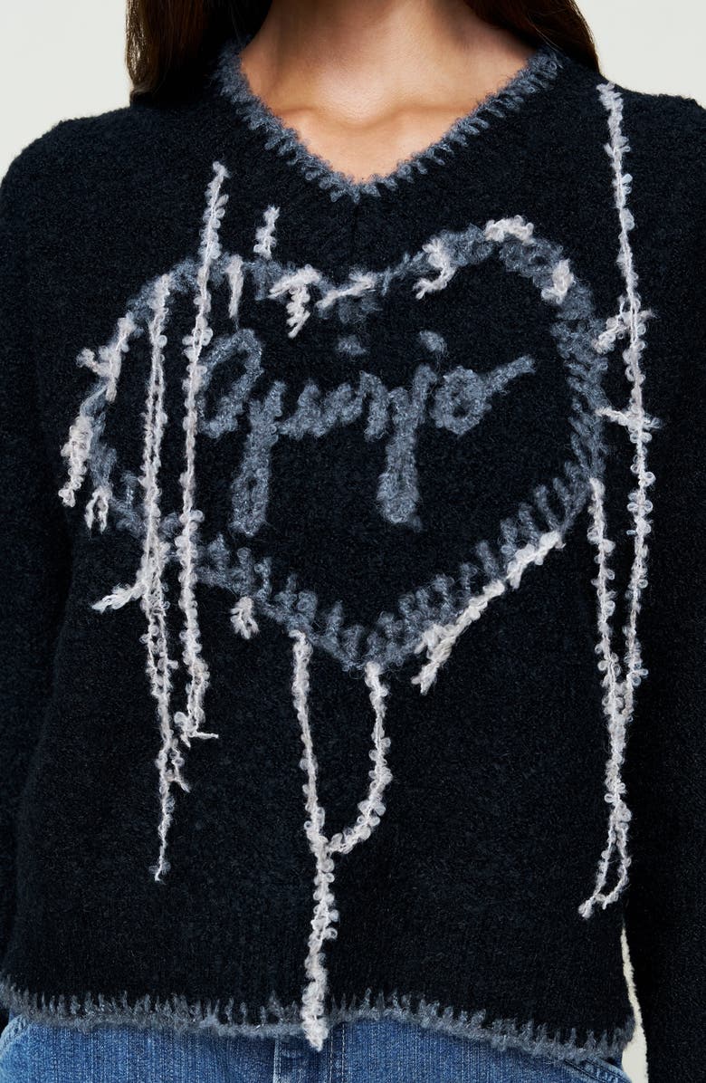 Guizio Heart Wool Sweater, Alternate, color, Black