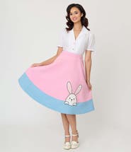 Unique Vintage High Waist Soda Shop Swing Skirt