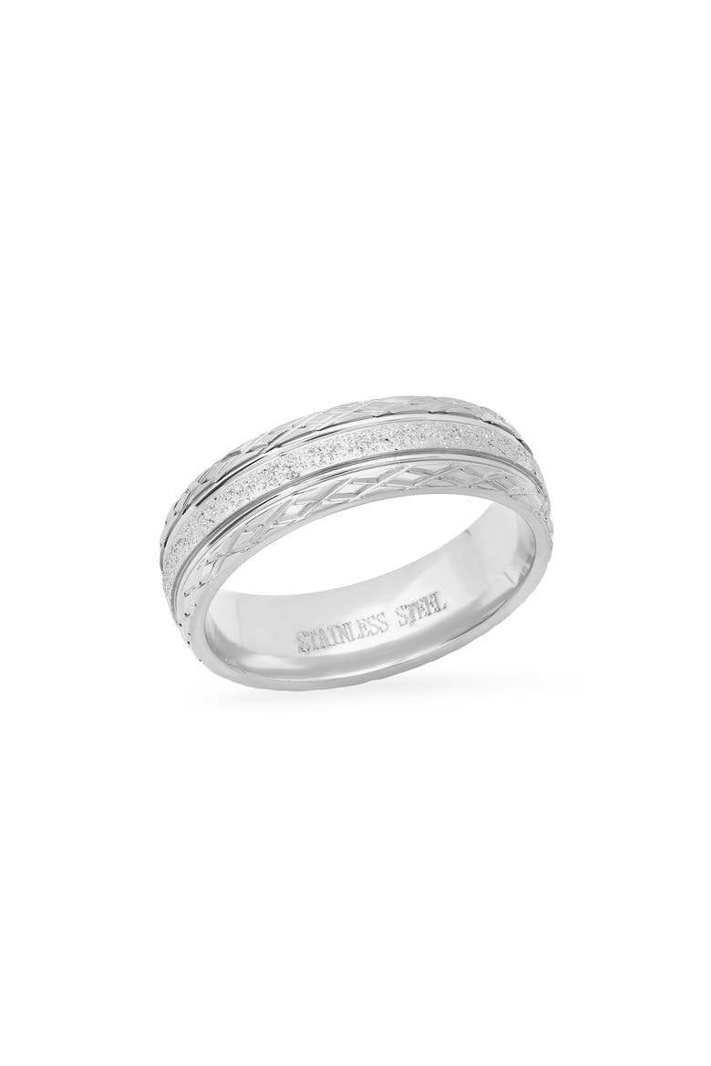 Men's Stainless Steel Glitter Ring, Main, color, SILVER
