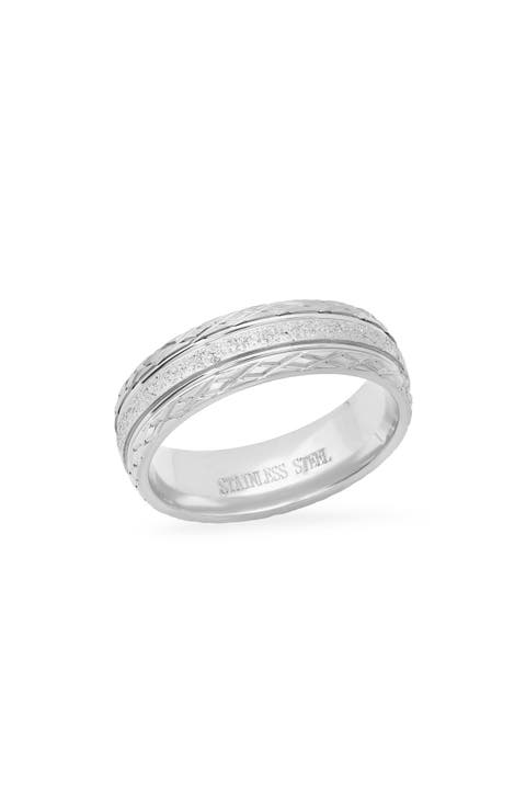 Men's Stainless Steel Glitter Ring