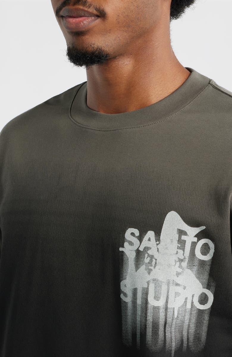 SANTO STUDIO Old English Layered Look Graphic T-Shirt, Alternate, color, Black