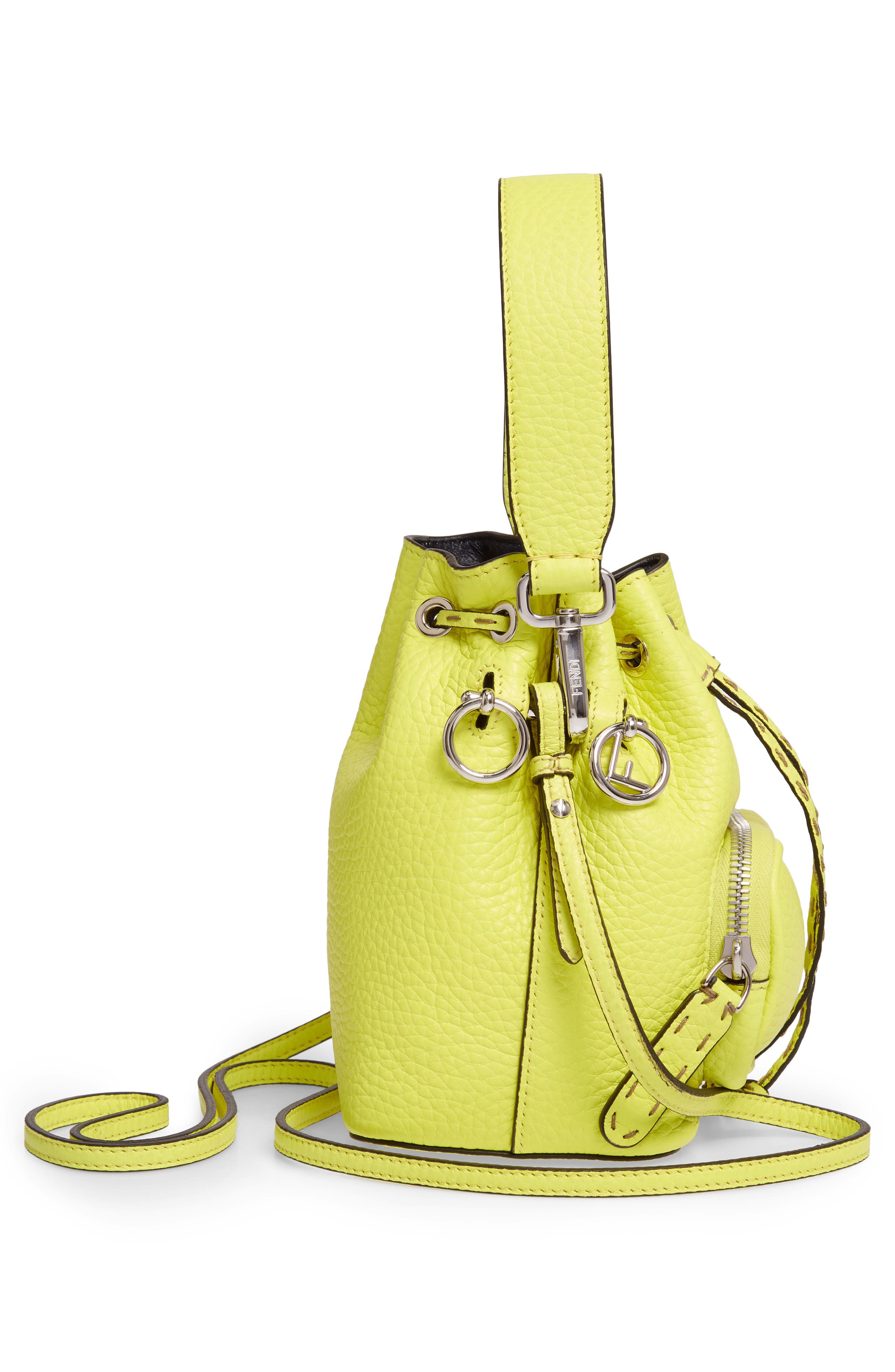 Fendi Mini Mon Tresor Leather Bucket Bag, Alternate, color, 